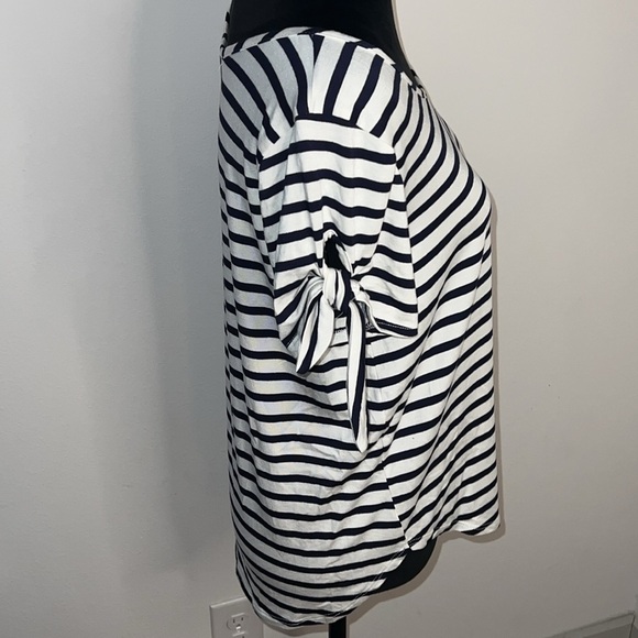 Green Envelope Los Angeles striped short sleeves shirttail Sz L top t shirt - Picture 2 of 6